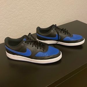 Men’s Nike Court Vision Low Black and Royal Blue Size 12